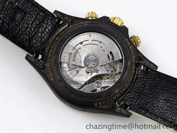MiroTime 0504 Refined Daytona DIW Carbon Case DIWF Edition Black White Dial Orange Diamonds Bezel on White Nylon Strap A 1668